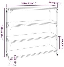 ΒΙΒΛΙΟΘΗΚΗ ΚΑΠΝΙΣΤΗ ΔΡΥΣ 100 X 33 X 100 ΕΚ. ΕΠΕΞ. ΞΥΛΟ &amp; ΑΤΣΑΛΙ 819359