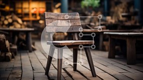 Intra Συλλεκτικό Ξύλινο Παζλ Plywood 4mm - Ρουστίκ ξύλινη καρέκλα σε αποθήκη ή αποθήκη Σε Ξύλινο Κουτί - Διαστάσεις Puzzle: 10x10 cm – 25 κομμάτια