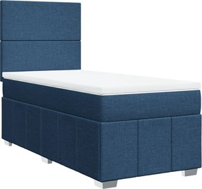 vidaXL Κρεβάτι Boxspring με Στρώμα Μπλε 100 x 200 εκ. Υφασμάτινο