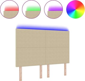 vidaXL LED κεφαλάρι με κεφαλάρι Γκρι Πράσινο 144 cm Πολυεστέρας