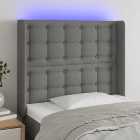 vidaXL Κεφαλάρι Κρεβατιού LED Σκούρο Γκρι 83x16x118/128εκ. Υφασμάτινο