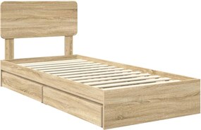 vidaXL Κρεβάτι Αποθήκης Δρύς Sonoma 90 x 190 cm Επεξεργασμένο ξύλο