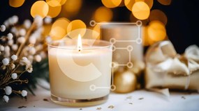 Intra Συλλεκτικό Ξύλινο Παζλ Plywood 4mm - Αναμμένο κερί με χρυσά και λευκά λουλούδια Σε Ξύλινο Κουτί - Διαστάσεις: 10x10 cm – 25 κομμάτια