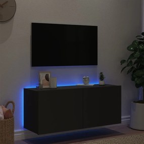 vidaXL Έπιπλο Τοίχου Τηλεόρασης με LED Μαύρο 100x35x41 εκ.