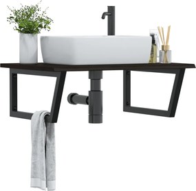 vidaXL Ράφι Νιπτήρα Τοίχου από Ατσάλι / Μασίφ Ξύλο Δρυός
