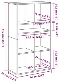 Βιβλιοθήκη Γκρι του Σκυροδέματος 66x31x112 εκ. από Μοριοσανίδα - Γκρι