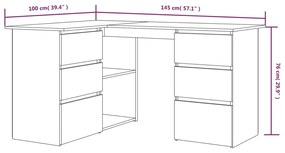 Γραφείο Γωνιακό Καπνιστή Δρυς 145x100x76 εκ. Επεξεργασμένο Ξύλο - Καφέ