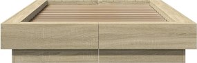 vidaXL Πλαίσιο Κρεβατιού με LED Sonoma Δρυς 75x190 εκ. Επεξεργ. Ξύλο