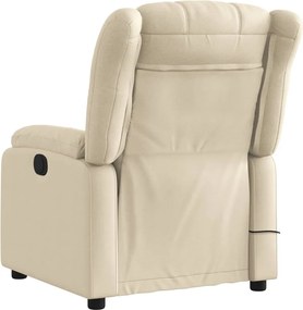 vidaXL Πολυθρόνα Μασάζ Ανακλινόμενη Ηλεκτρική Κρεμ Υφασμάτινη