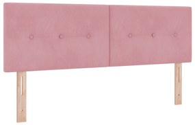 vidaXL κρεβάτι Box Spring με στρώμα  Ροζ 140x200 εκ. Βελούδο