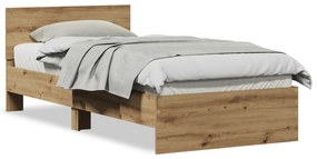 vidaXL Κρεβάτι  χωρίς στρώμα με κεφαλάρι δρυς 75x190 εκ.