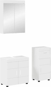 vidaXL Σετ Επίπλων Μπάνιου TULUM 3 pcs Υψηλής γυαλάδας λευκό