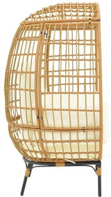 Πολυθρόνα Frox wicker rattan φυσικό-μεταλλικό φυσικό-μαύρο πόδι-μπεζ μαξιλάρι 96x76x145εκ 96x76x145 εκ.