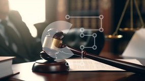 Intra Συλλεκτικό Ξύλινο Παζλ Plywood 4mm - Gavel σε ένα ξύλινο γραφείο σε ένα νομικό περιβάλλον Σε Ξύλινο Κουτί - Διαστάσεις Puzzle: 10x10 cm – 25 κομμάτια