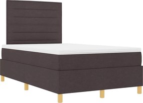 vidaXL LED Κρεβάτι με βάθρο Σκούρο Καφέ 120 x 190 cm ύφασμα