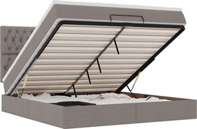 vidaXL Οθωμανικό κρεβάτι με στρώμα &amp; LEDs Taupe 180x200cm ύφασμα