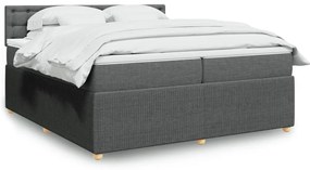 vidaXL Κρεβάτι Boxspring με Στρώμα Σκούρο Γκρι 200x200 εκ. Υφασμάτινο