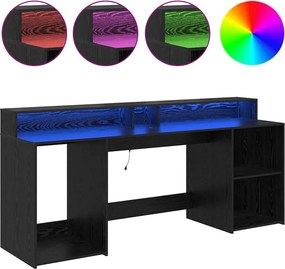 vidaXL Γραφείο με ράφι Μαύρη δρυς 200 x 55 x 91 εκ. Επεξεργασμένο ξύλο