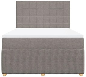 Κρεβάτι Boxspring με Στρώμα Taupe 140x190 εκ. Υφασμάτινο - Μπεζ-Γκρι