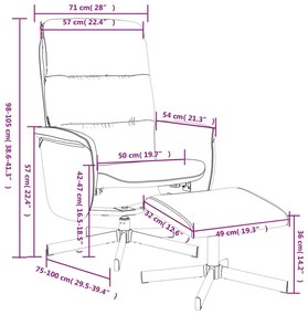 Πολυθρόνα Ανακλινόμενη με Υποπόδιο Ανοιχτό Γκρι Υφασμάτινη - Γκρι