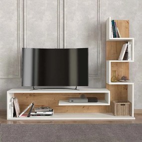 Έπιπλο τηλεόρασης Metehan λευκό-sapphire oak 149x29x120εκ