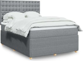 vidaXL Κρεβάτι Boxspring με Στρώμα Ανοιχτό Γκρι 140x200 εκ. Υφασμάτινο