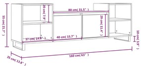 Έπιπλο Τηλεόρασης Καφέ Δρυς 160x35x55 εκ. Επεξεργασμένο Ξύλο - Καφέ