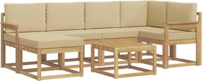 vidaXL Σειρά Καναπέ Εξωτερικού με μαξιλάρι 7 pcs Λευκό και Μπεζ