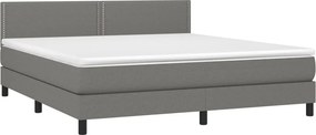 vidaXL Κρεβάτι Boxspring με Στρώμα Σκούρο Γκρι 180x200 εκ Υφασμάτιν