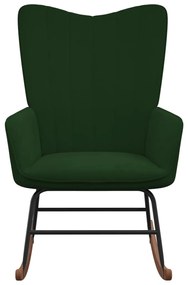 vidaXL Κουνιστή Πολυθρόνα Σκούρο Πράσινο Βελούδινη