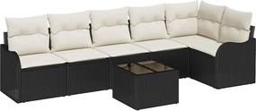 vidaXL Σετ Καναπέ Κήπου με μαξιλάρι 7 pcs Καφέ Πολυ ράταν