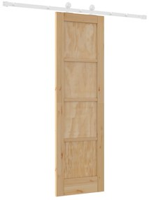 vidaXL Συρόμενη Πόρτα με Σετ Εξαρτημάτων 61x198.5 εκ. Συμπαγές Ξύλο Πεύκου