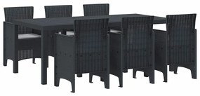 vidaXL Σέτ φαγητού για κήπο 7 pcs Ανθρακί Rattan Polt