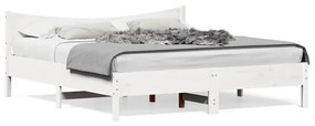 Πλαίσιο Κρεβατιού με Κεφαλάρι Λευκό 200x200 εκ. από Μασίφ Πεύκο