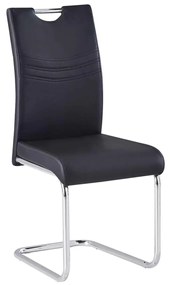 Croft Καρέκλα Χρώμιο / Pu Μαύρο . Διάσταση: 43x58x97cm (Σετ 4 ΤΕΜ)