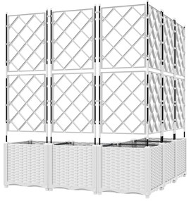 vidaXL Γλάστρα Κήπου με Πλέγμα 5 τμχ Λευκή 120x120x143 εκ