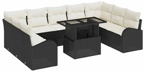 vidaXL Σετ Καναπέ Κήπου με μαξιλάρι 10 pcs Μαύρο Πολυ ράταν