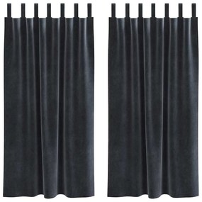 vidaXL Κουρτίνες με κουρτίνες 2 pcs Σκούρο γκρι 140 x 175 cm Βελούδο