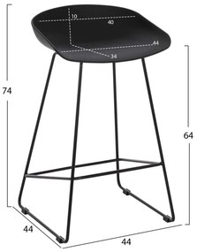 ΣΚΑΜΠΟ ΜΠΑΡ HM9299.02, ΜΑΥΡΟ, ΜΕΣΑΙΟΥ ΥΨΟΥΣ, 44x44x74 εκ.