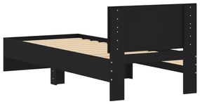 vidaXL Πλαίσιο Κρεβατιού με Κεφαλάρι Μαύρο 90x200 εκ. Επεξεργ. Ξύλο