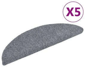 vidaXL Πατάκια Σκαλιών Αυτοκόλλητα 5 τεμ. Ανοιχτό Γκρι Ημίκυκλα 56x17x3 εκ.