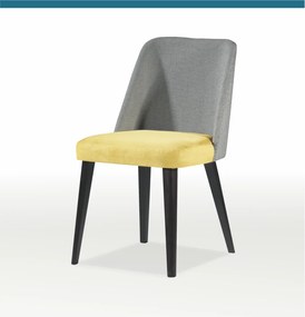 Ξύλινη-βελούδινη καρέκλα Cecilia γκρι-κίτρινο 83x49x47x44cm, FAN1234