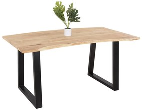 DINING TABLE SOFIA SLIM  SOLID ACACIA WITH BLACK METAL LEGS 160X92X78Hcm