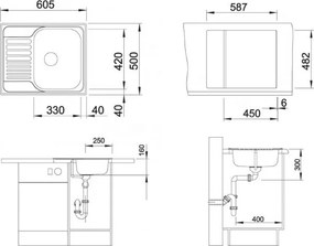Blanco Tipo 45 S Mini (60,5x50) - Ανοξείδωτος Νεροχύτης Κουζίνας - Λείο