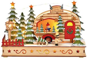 Ξύλινη Διακοσμητική Παράσταση με φωτισμό LED και διαστάσεις 18x10x28cm