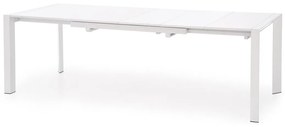 Τραπέζι Houston 124, Γυαλιστερό λευκό, 76x80x130cm, Επιμήκυνση, Ινοσανίδες μέσης πυκνότητας, Μέταλλο