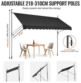 VEVOR 138x47" Patio Awning Retractable Patio Canopy Sunsetter with Crank Handle