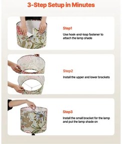 VEVOR Drum Lamp Shade 2 Set 13 x 13 x 10 in Medium Round Lampshade (Dark Floral)