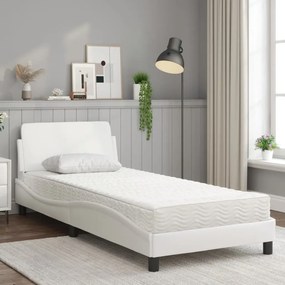 vidaXL Κρεβάτι με Στρώμα Dover Λευκό 80 x 200 εκ. Συνθετικό Δέρμα