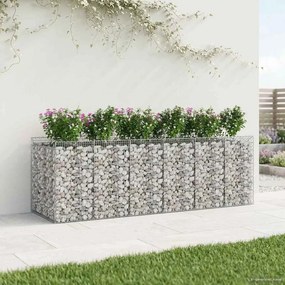vidaXL Ανασηκωμένο κρεβάτι gabion 3 pcs Ασημί